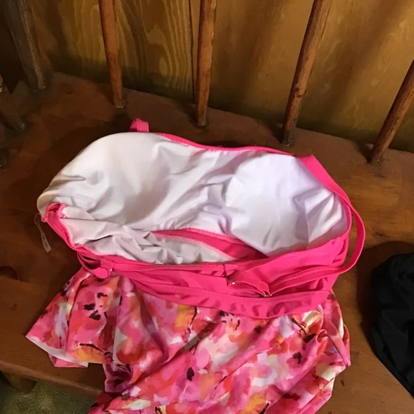 Kona Sol Pink Floral Swim Tankini Top 2X & Black Shorts Large Booty Lift - Picture 5 of 14